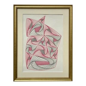 VIntage Mid Century Modern Geometric Abstract Drawing by W. G. Davis - Picture 1 of 6