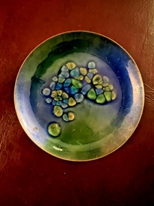 Vintage Mid Century Enamel Over Copper Small Abstract Art Dish 3” Blue💗 - Picture 1 of 4