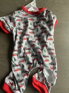 PET SPIRIT Christmas PAJAMAS Gray "PICK UP TRUCK WITH TREE" Red Puppy/Dog small - Picture 1 of 3