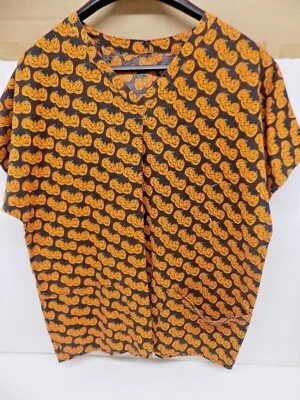 Halloween Scrubs Short Sleeves ~Pumpkins, Pumpkins & More ~ Smock Small Foto 1 de 4