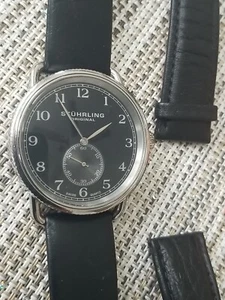 Reloj Hombre Stuhrling 207 02 Cuvette Decoración Cuarzo Correa Cuero Negro - Imagen 1 de 6