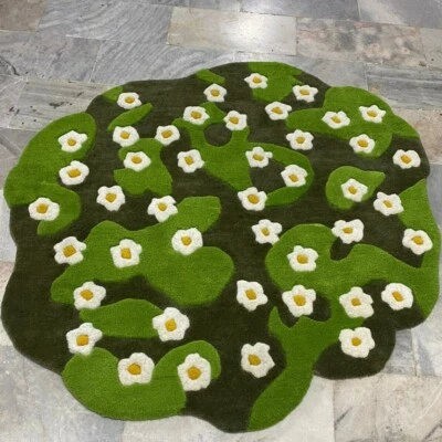 Garden Round Wool Rug 100% Woolen Area Rug Carpet - Image 1 of 4