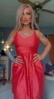 Vestido de Seda Colección Jenny Yoo Carmesí Formal Tafetán Ajuste Acampanado Boda Talla 2 Foto 1 de 4