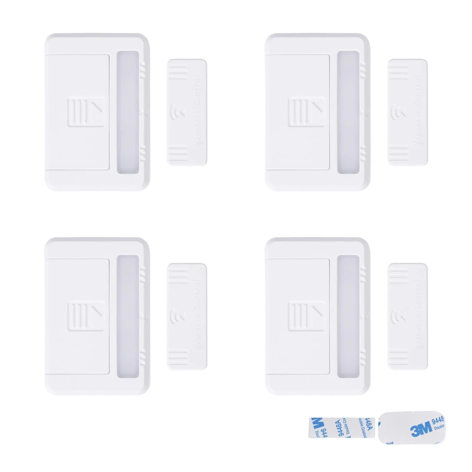 Paquete de 4 luces debajo del gabinete, sensor activado por puerta LED luces interiores del gabinete M... Foto 1 de 4