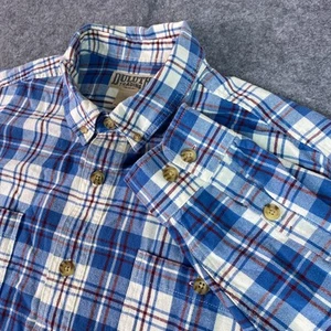 Duluth Trading Shirt Mens XL Blue White Plaid Flannel Long Sleeve Button Down - Picture 1 of 12
