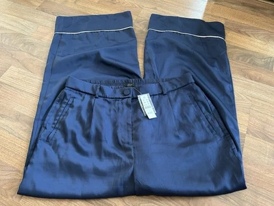 New With Tags J Crew Navy Blue Satin Wide Leg Pants Size 16 Plus - Image 1 of 3