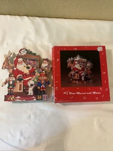 Vintage 80’s Wood Musical With Motion Shelf Sitter Santa Christmas - Picture 1 of 13