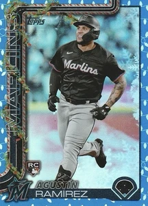 2025 Topps Holiday #H19 Agustin Ramirez RC Marlins Blue Foil Holiday Lights - Picture 1 of 2
