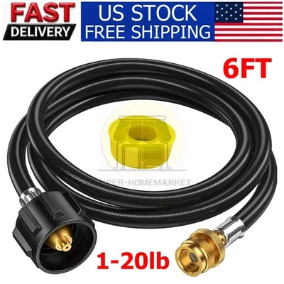 6FT Propane Adapter Hose LP Tank 1lb to 20lb Converter For QCC1 Type1 Gas Grill - Image 1 of 4