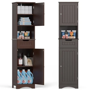67" H Tall Bathroom Cabinet, Storage Cabinet with 2 Doors & Drawer, Narrow Li... - Picture 1 of 8