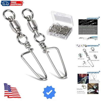 High Strength Fishing Snap Swivels Ball Bearing Swivels Stainless Fishing Swi... - Image 1 of 4
