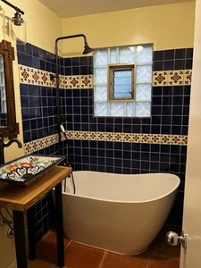 Mexican Solid Blue Talavera Tile - Picture 1 of 2