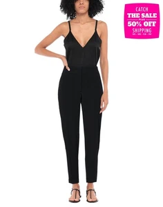 RRP €1010 SALVATORE FERRAGAMO Silk Flat Front Trousers IT42 US8 UK10 M Black - Picture 1 of 6