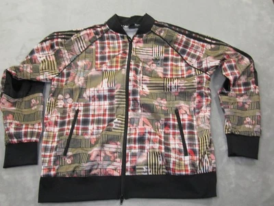 Adidas HER Studio London Track Jacket Womens Large Plaid Floral Trefoil Full Zip - Image 1 of 4