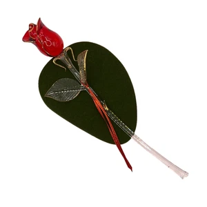 Rosa rossa e oro in cristallo artigianale con spina singola 12 pollici - Foto 1 di 11