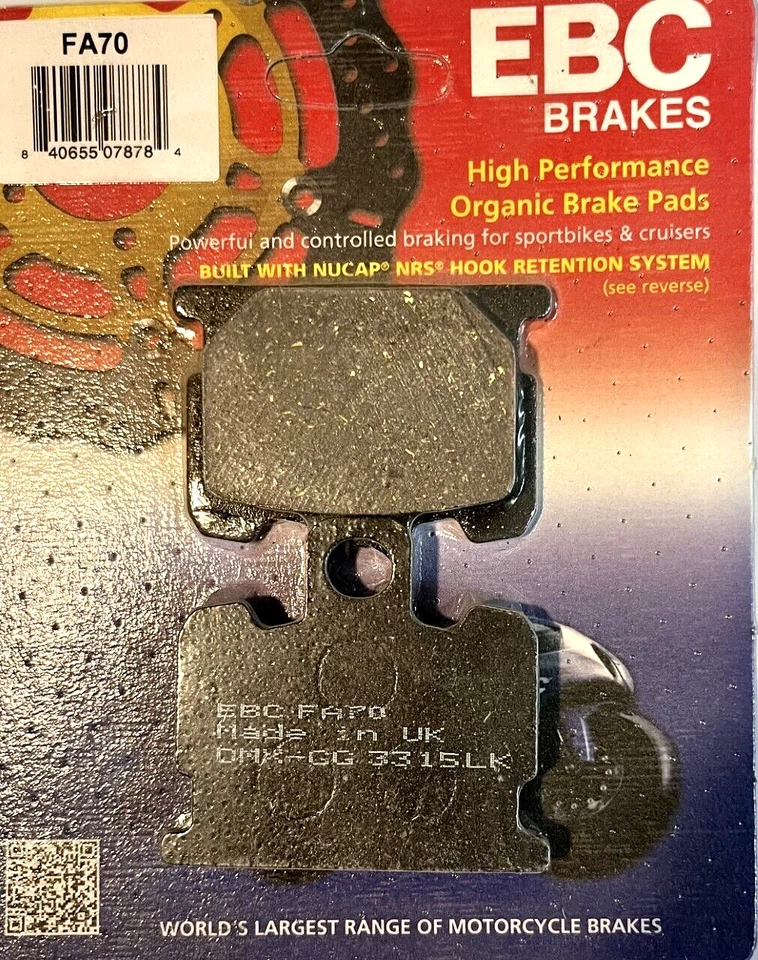 Pastillas de freno delanteras originales EBC Yamaha XJ550 XJ750 XV920 Virago XJ1100 - FA70 Foto 1 de 1