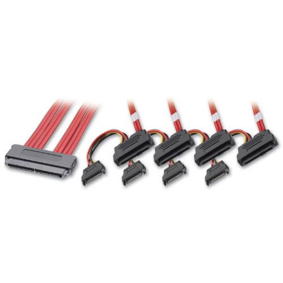 Lindy SAS / SATA Multilane to 4 x SAS + SATA Power Cable, 0.5m (33525) - Image 1 of 1