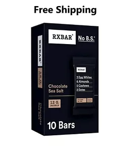RXBAR Chocolate Sea Salt Chewy Protein Bars Gluten-Free Ready-to-Eat 10 Count - Picture 1 of 1