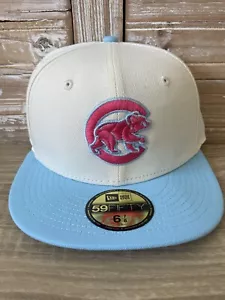 NUOVO!! Esclusivo Chicago Cubs Color Pack Bianco Nuova Era 59Fifty Cappello Club 6 7/8 - Foto 1 di 8