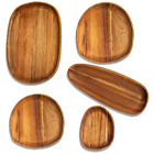 Oval Wood Dinner Plates Wooden Trays Sets of 5 Easy Cleaning & Lightweight