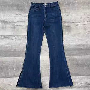 Forever 21 Flare dunkelblaue Damenjeans 29 (28,5 x 32) hoher Bund ausgefranster geteilter Saum - Bild 1 von 7