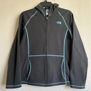 The North Face Fleece Hoodie Jacket Full Zip Up Girls Large XL/TG(18) Black Logo - Picture 1 of 9