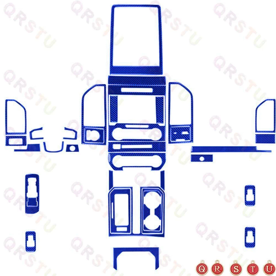 Blue Carbon Fiber Interior Decoration Accessories Cover Trim Kit For Ford F150 Foto 1 de 4