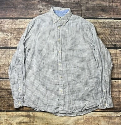 Black Brown 1826 Linen Shirt Men's Large Plaid Blue White Long Sleeve Button - Image 1 of 4