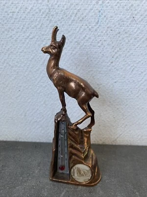 Ancien Thermometre Chamois Cuivre Col Du Galibier Deco Retro - Photo 1/4
