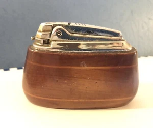 Collectible Ronson Table Cigarette Lighter Variflame Treen Chrome Inlay Stunning - Picture 1 of 5