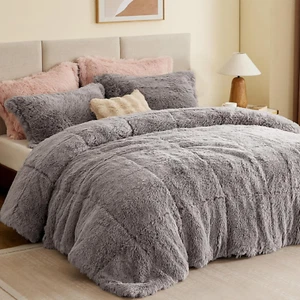 Malea Shaggy Comforter Set, Long Faux Fur Cozy down Alternative, Modern Casual U - Picture 1 of 12