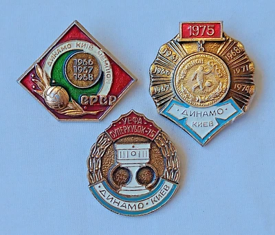 FC Dynamo Kyiv Soviet vintage badge Lot 3x USSR Football Club Soccer team pins - Image 1 of 4