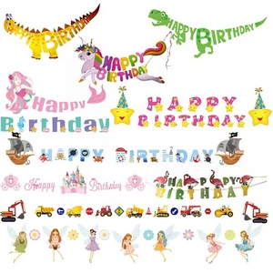 Theme Birthday Party Bunting Banner Foil Balloon Decoration Hanging Flag UK NEW - Picture 1 of 27