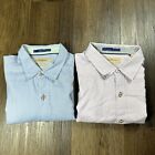Lot of 2 Tommy Bahama Island Modern Fit Long Sleeve Shirts Size XL Blue & Pink