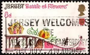 Jersey Stamp Scott #31 F-VF Used 5p Battle of Flowers Parade Issue Slogan Cancel - Picture 1 of 1