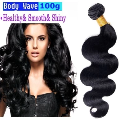 Brazilian BODY WAVE Black Color #1B 100 Human Hair bundle 10 - 32 In 100g/pc - Image 1 of 4