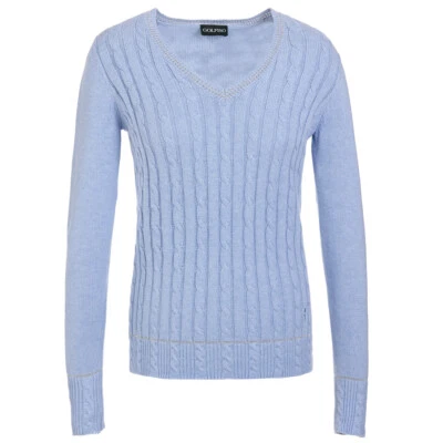 Nuevo con etiquetas Suéter Golfino Damas Tejido con Cable Talla 6 8 12 14 1310924 525 Azul Foto 1 de 4