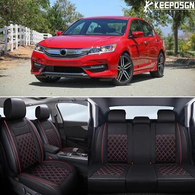 Juego completo de funda de asiento de coche para Honda Accord cojín delantero + trasero cuero PU de lujo Foto 1 de 4