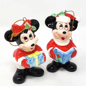 Vintage Disney Mickey And Minnie Mouse Christmas Ornaments Ceramic 3" T - Picture 1 of 7