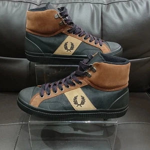 Fred Perry Para hombres Hughes Mid Hike Poliéster/Gamuza Entrenadores Reino Unido Talla 9.5 - Imagen 1 de 6