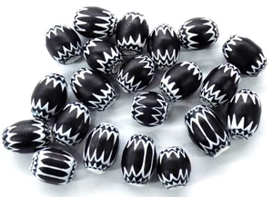 10 cuentas comerciales Chevron italiano africano Moretti veneciano mate negro 9x12 mm raras - Imagen 1 de 2