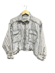 We The Free Back To You Free People Denim Shacket Jacket Size Small Boho BLue - Picture 1 of 7