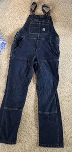 Carhartt Rugged Flex Double Knee Blue Denim Overalls Size 12-14 - Picture 1 of 13