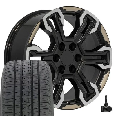 OE Wheels CV65 20x9 Two-Tone Wheels & 275/55R20 Bridgestone Tires, TPMS 6X139.7 - Image 1 of 4