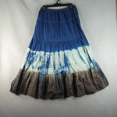 Style and Co 小裙女式中号 P 蓝色农民流畅褶皱领带染料波西米亚 — 第 1/4 张图片