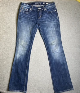 Miss Me Jeans Womens 31x36 (34W) Bootcut Blue Denim Embroidery JD10388 Casual - Picture 1 of 20