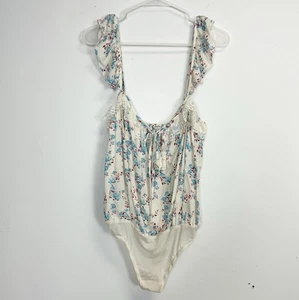 Intimately Free People Bodysuit Womens Size Medium Cream Floral Take it Away NWT - Picture 1 of 12