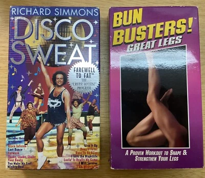 Richard Simmons Disco Sweat and Bun Busters Legs VHS 2 tapes Goodtimes Video Lot - Image 1 of 3