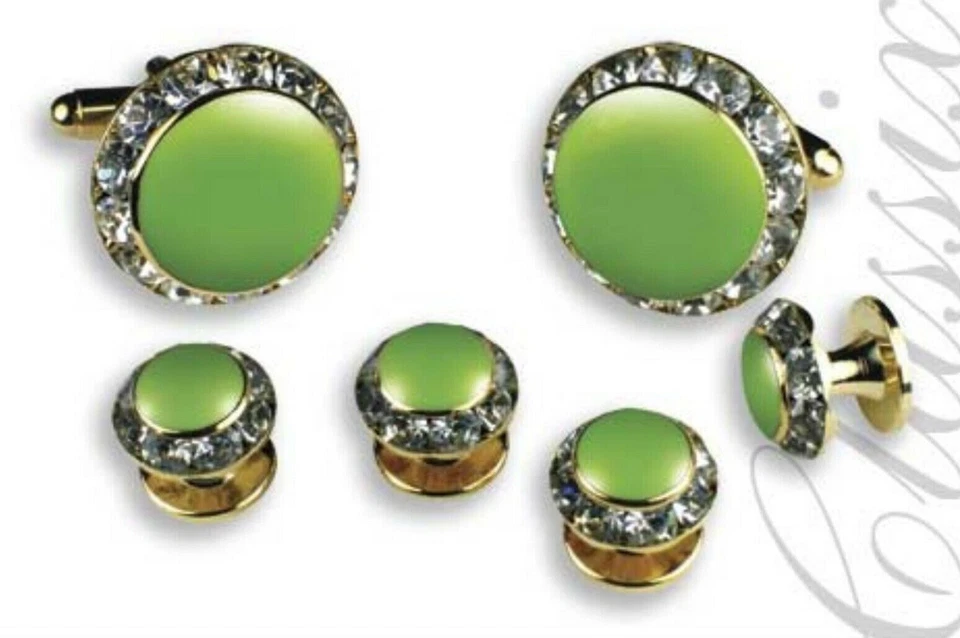 Esmoquin y gemelos con borde de cristal austríaco centro piedra esmaltada cal Foto 1 de 1