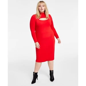 Bar III Trendy Plus Size Cutout Bodycon Midi Dress Cherry On Top - Picture 1 of 1